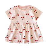 Sanlutoz Kids Girls Cotton Dress Short Sleeve Summer Style