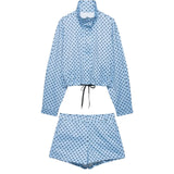 Women's Polka Dot Turtleneck Zipper Jacket with Pockets