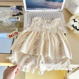 Breathable Toddler Girls Floral Sleeveless Shorts Set 1-4Y
