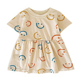 Sanlutoz Kids Girls Cotton Dress Short Sleeve Summer Style