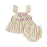 Toddler Kids Baby Girls Summer Flower Tanks Tops + Shorts