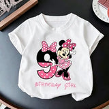 Minnie Mouse Girl Number T-Shirt Pink Birthday Party Clothes