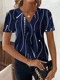 Summer T-Shirts 3D Print Women Fashion V-Neck Short Sleeve