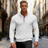 Men’s Stand Collar Half-Zip Sweatshirt – Warm Long Sleeve Pullover