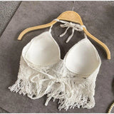 Bohemian Style Top Chest Cushion Neck Hanging Design's Tank Tops Bare Back Sexy  Beach Little Suspender Women's T-shirt