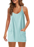 Summer Sleeveless Vest Dress Pocket Sports Short Skirt