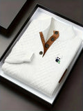 Men's Embroidered Sweatshirt Solid Color Button Pattern Casual Wear