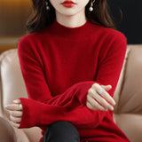 Women's Solid Long-Sleeve Half-high-collar basic warm bottoming shirts/sweater
