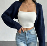 Women's Ribbed Knit Cardigan Sweater Coat Shoulder Wrap