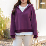 Fleece-lined Fake Two Pieces Hoodie Women Plus Size Winter Good Quality Keep Warm Casual Loose Hooded Raglan Sleeve Coat 8779