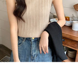 AOSSVIAO 2026 Korea Knitted Vests Women Top O-neck Solid Tank Blusas