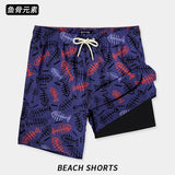Loose Men's Surfing Beach Pants Double Layer  for Summer