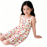 Girls Sleeveless Ruffle Nightdress Kids Pajama Dress