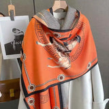 Luxury Winter Faux Cashmere Scarf Women fashionable Little horse thickened warm Shawl