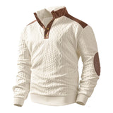Men’s Cable Knit Henley Sweater – Stand Collar Long Sleeve Casual Top