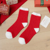 Christmas coral fleece warm and thick winter socks snowman floor socks