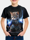 Cat Print Cartoon Casual Children's Clothing for Girls' Summer