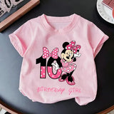 Minnie Mouse Girl Number T-Shirt Pink Birthday Party Clothes
