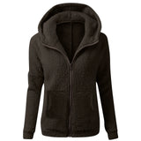 Autumn And Winter Women's Fashion Solid Colour Sweatshirt Loose Softy Hooded Plush Zip Up Jacket