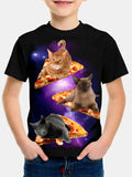 Cat Print Cartoon Casual Children's Clothing for Girls' Summer