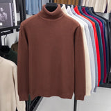 Men's High-Neck Knitted Turtleneck Slim-Fit Long-Sleeve Anti-pilling Casual Elegant Plain Sweater