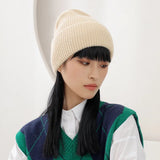 Women's Rabbit Fur Winter Hat Warm Beanie Solid Color Cap