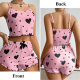 Women's Love Print Pajama Set Soft Tank Top Shorts S-XL