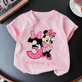 Minnie Mouse Girl Number T-Shirt Pink Birthday Party Clothes