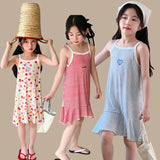 Girls Sleeveless Ruffle Nightdress Kids Pajama Dress
