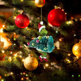 17Pcs 2D Acrylic Christmas Tree Ornaments Green Monster Pendants