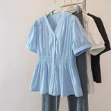 Women's Plus Size V-Neck Office Blouse French Chic Top
