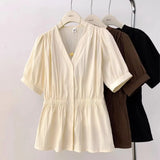 Women's Plus Size V-Neck Office Blouse French Chic Top