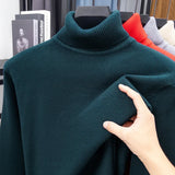Men's High-Neck Knitted Turtleneck Slim-Fit Long-Sleeve Anti-pilling Casual Elegant Plain Sweater
