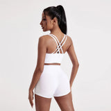 Women's Fitness Sport bra top cross back With chest pad