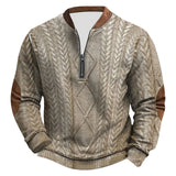 Men’s Patchwork Sweatshirt – Stand Collar Long Sleeve Casual Top