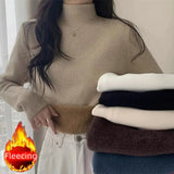 Women's Turtleneck Winter Sweater, Retro Velvet Lining, Thickened Pullovers, Basics, Inner Wear/Top.