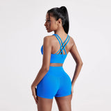 Women's Fitness Sport bra top cross back With chest pad