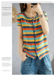 Fashionable Knitted Loose Thin Short-Sleeve Women's Top