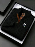Men's Embroidered Sweatshirt Solid Color Button Pattern Casual Wear
