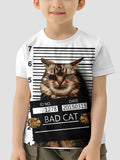 Cat Print Cartoon Casual Children's Clothing for Girls' Summer