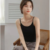 Cotton Feel Solid Sling Camisole Women's Crop Top Sleeveless
