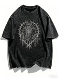 Gothic Skull and Rose T-Shirt Washed Cotton Aesthetic Floral