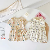 Sanlutoz Kids Girls Cotton Dress Short Sleeve Summer Style