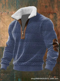 Men's Long Sleeve Half Zipper Pullover Top Autumn Stand-Up Collar Men's Half Placket Casual Zipper Long Sleeve Sweater
