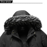 Men's Windproof Fleece Warm Detachable Hooded Parka Winter Jacket Solid Zipper Coat 6XL