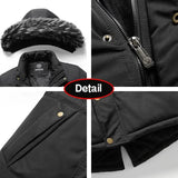 Men's Windproof Fleece Warm Detachable Hooded Parka Winter Jacket Solid Zipper Coat 6XL