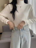 Women's Turtleneck Winter Sweater, Retro Velvet Lining, Thickened Pullovers, Basics, Inner Wear/Top.