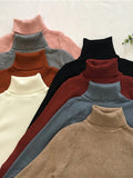 Women's High-Neck Knitted Turtleneck Slim-Fit Long-Sleeve Anti-pilling Casual Elegant Plain Sweater
