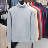 Men's High-Neck Knitted Turtleneck Slim-Fit Long-Sleeve Anti-pilling Casual Elegant Plain Sweater