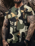 Camouflage-print stretch casual short-sleeved men's T-shirt